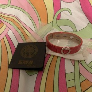 Effy pink 14kt with small diamonds Leather Heart Bracelet